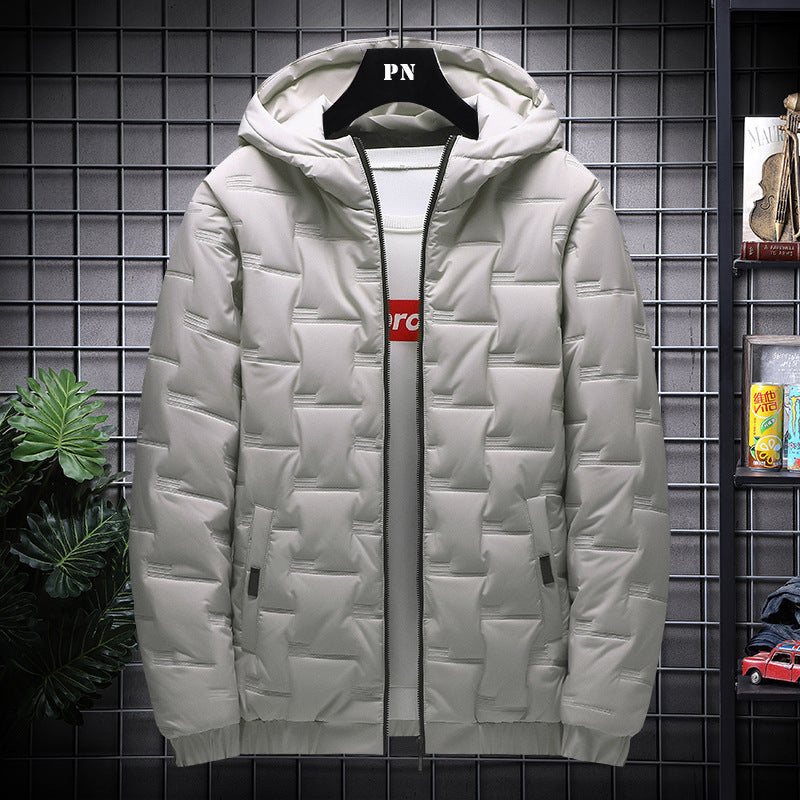 Men's Jacket Short Warm Hooded Cotton Jacket Men