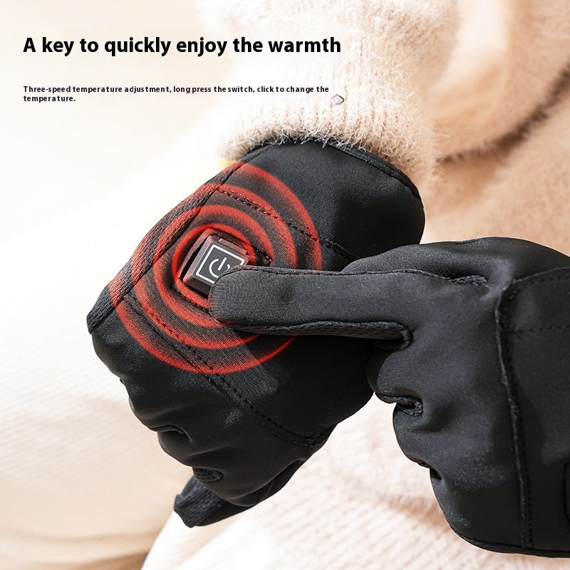 Winter USB Charging Full Palm Heating Gloves Outdoor Riding Cold-proof